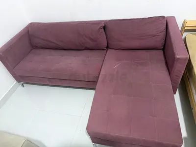 L-shaped 3-seater Fabric Sofa with Chaise - Plum