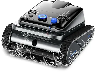 Ezyvac Cordless Robotic Pool Cleaner, Pool Vacuum for Above/In-Ground Pool with 4 Motors, Wall  Wat