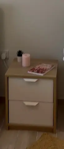 2 Compact 2-Drawer Bedside Table - Light Wood  White