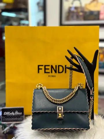 Fendi Deep Green Small Scalloped Kan I Shoulder Bag (Authentic/PreOwned)