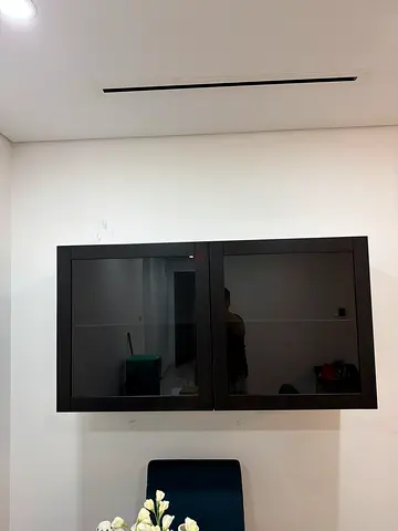 IKEA black glass-door wall cabinet — great condition