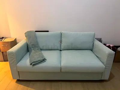 Light Blue 2-Seater Sofa bad Good Condition