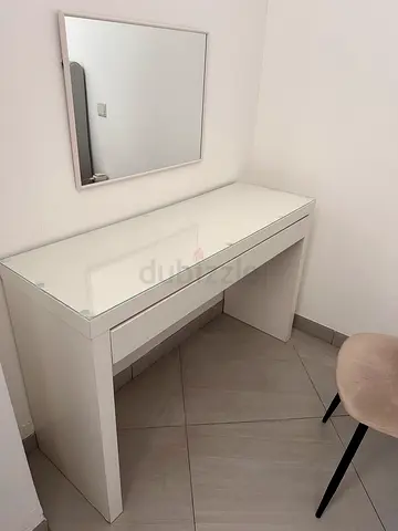 IKEA White Glass Top Dressing Table / Desk in Good Condition