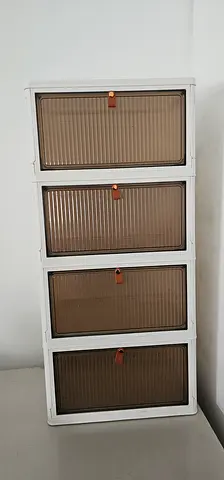 White 4-Door Storage Cabinet with Roller Shutter Doors