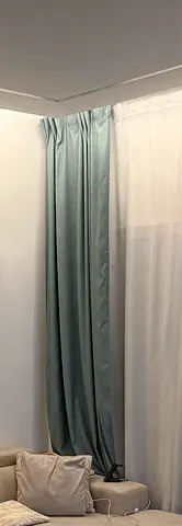 2 Light Blue Velvet Curtains, Gently Used