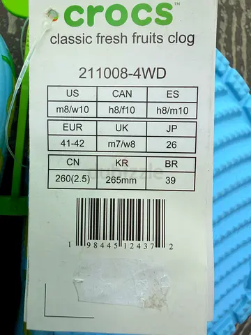 Light blue Crocs Classic Clogs – Size US M8/W10 (EUR 41-42)