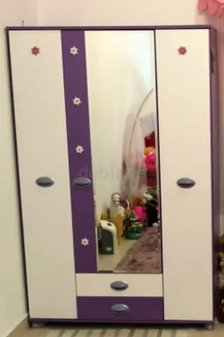 Girls Cupboard  Side Table - White  Purple