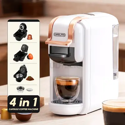 Compact 4-in-1 Capsule Coffee Machine - White  Rose Gold