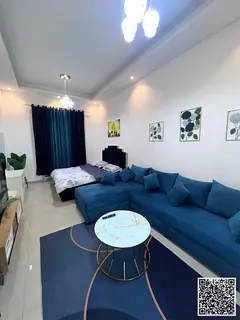 Luxurious fully furnished studio with a semi-separate kitchen ✨ Ajman Al Hamidiya. For monthly ren
