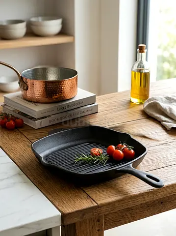 Pre-seasoned Cast Iron Grill Pan - Square Ribbed Griddle(Must Go)