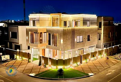 Luxury corner villa 6BR, elevator, and pool. Reg fees, water, electricity, and AC . Al Yasmin, opposite the park.