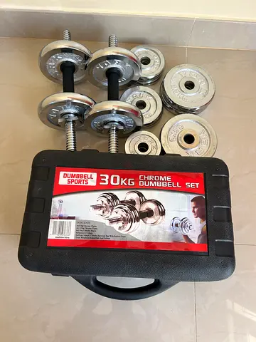Adjustable Chrome Dumbbell Set 30kg with Case