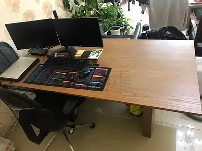 Large solid wood office desk — clean, sturdy, great condition