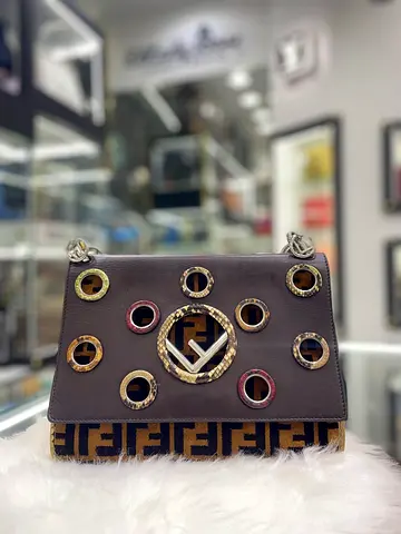 Fendi Sfilata Kan I Shoulder Bag with FF Logo and Python Eyelet Shoulder Bag (Authentic/PreOwned)