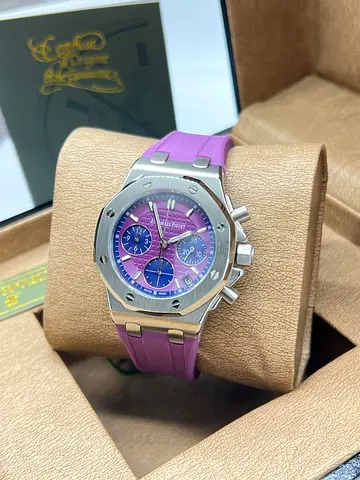 Audemars Piguet Royal Oak Chronograph with Purple Dial and Rubber Strap