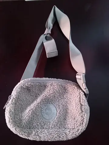 Grey Sherpa Round belt Bag with Adjustable Strap Pink brand