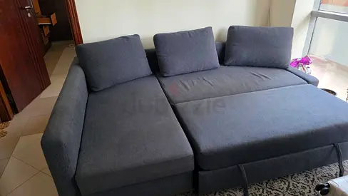 Selling brand new condition ikea frighten lshape sofa bed dark grey is available in good condition
