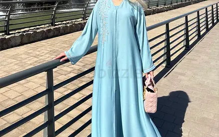 Light blue embroidered abaya