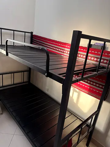 Black Metal Bunk Bed Frame - Sturdy Double Decker Bed