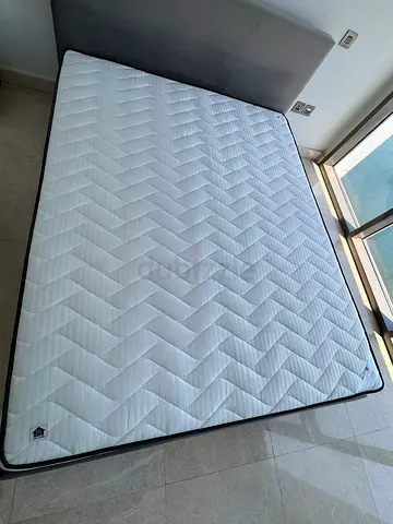 The One Queen Size Grey Velour Bed + Mattress