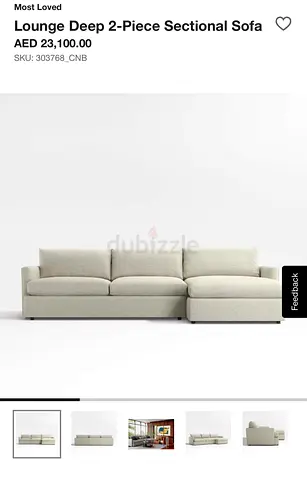 crate barrel sofa deep lounge sectional king size made in USA