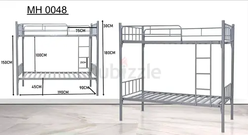 Metal Bunk Bed Frame with Ladder - Double Lower, Single Upper (Like New)