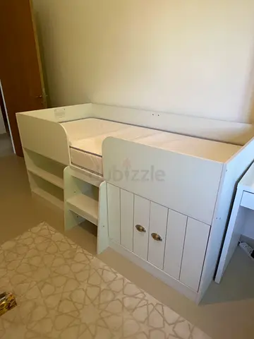 White loft/cabin bed with storage