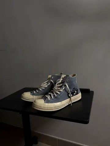 Used high-top canvas sneakers (pair) - size not specified