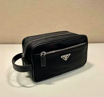 Prada Black Nylon Double-Zip Dopp Kit/Toiletry Wash Bag