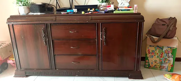 Big and heavy wooden chest drawer, buffet table..