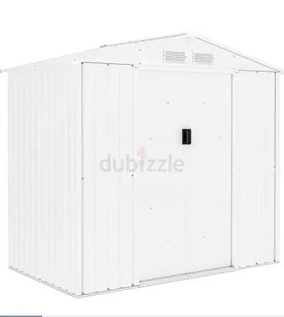 White Metal Outdoor Storage Shed - Compact Garden Storage