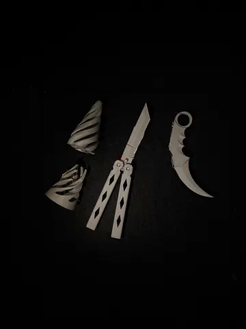 Toy blades bundle- karambit, butterfly knife and cone passthroughs (delivery included)