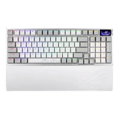 ASUS ROG Azoth 96 HE White Gaming Keyboard, ROG HFX V2 Magnetic Switches, 8K Polling, OLED Display
