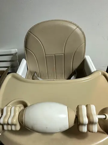 4 in 1 beige baby high chair with tray and toy bar