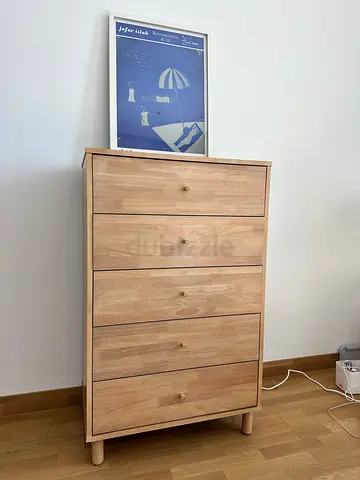 Wood 5-Drawer Chest / Dresser - Light Natural Finish