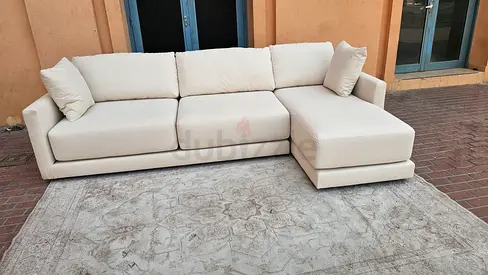 Beige colour L-Shaped Cratebarrel Sofa 🛋
