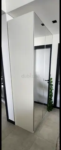 Ikea Slim Mirrored Wardrobe / Armoire in White - New very Good Condition bought at 3750 AED