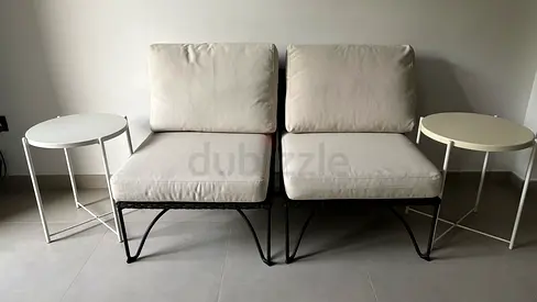 IKEA JUTHOLMEN 2x One-seat Outdoor Section + 2x round tables