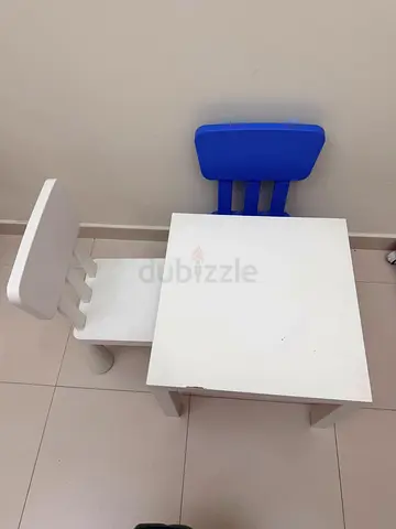 IKEA Kids Table and Chairs Set - White and Blue
