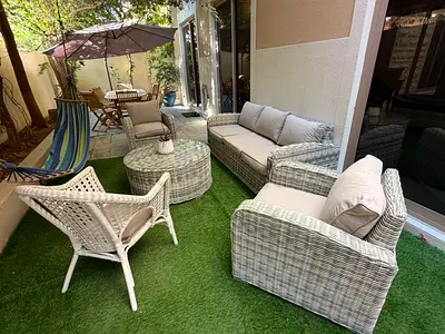 Outdoor armchair and sofa