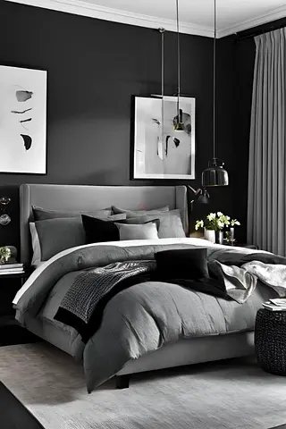 Queen upholstered bed frame with headboard - grey