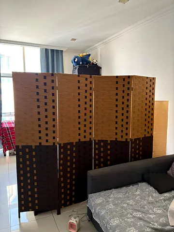 Foldable 4-Panel Woven Room Divider / Privacy Screen