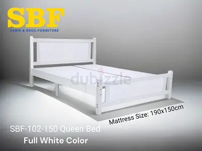 SBF Queen Bed Frame - Full White (190x150cm Mattress Size)