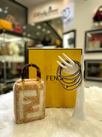 Fendi Shearling Plexiglass FF Mini Fur Sunshine Shopper Tote Bag (Authentic/New)