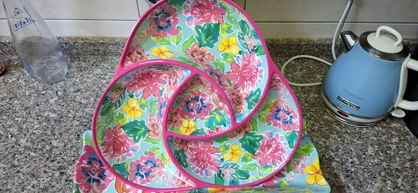Floral serving platters