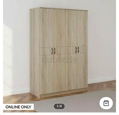 4-Door Wooden Wardrobe / Armoire - Light Oak Finish