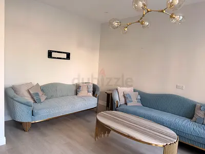 Al Huzaifa Luxury Velvet Sofa Set – Elegant Blue  Gold Living Room Set