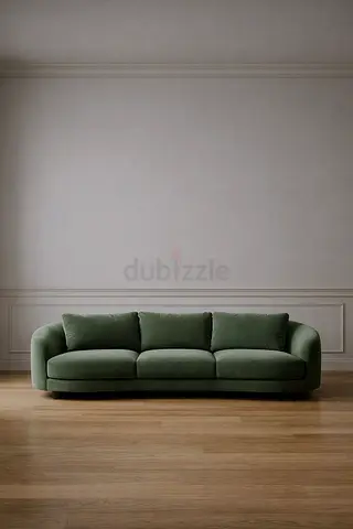 Green 3-Seater Curved Sofa