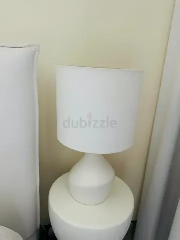 White Ceramic Table Lamp with Fabric Shade - Minimal Design