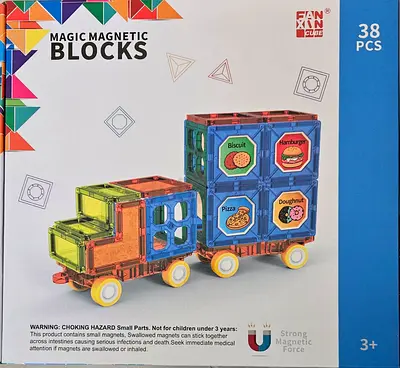 Magic Magnetic Blocks - 38 Piece Magnetic Building Set (Truck Model) perfect for kids 3+